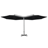 Vidaxl Parasol Doppel mit Stahlpol 600 cm Schwarz