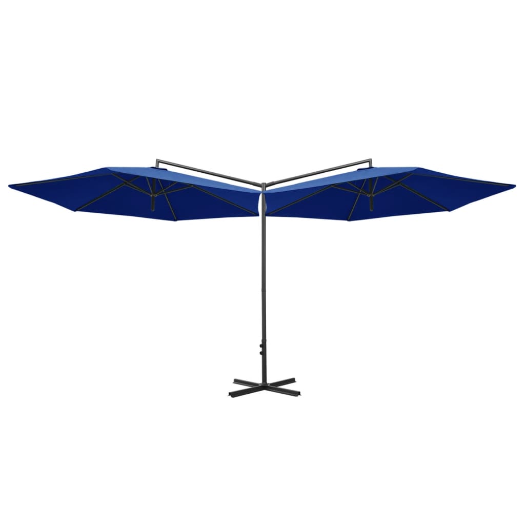 Vidaxl Parasol Double con palo in acciaio 600 cm azzurro blu