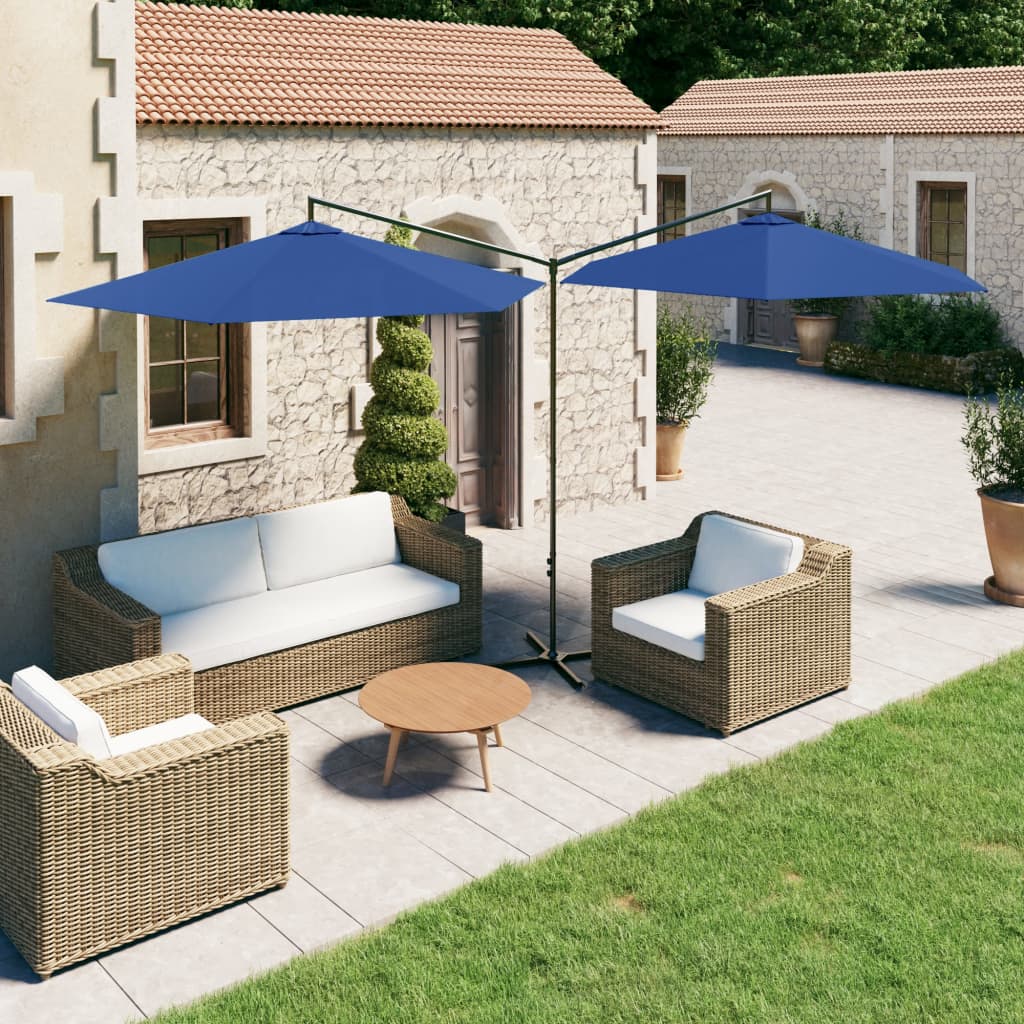 Vidaxl Parasol Doppel mit Stahlpol 600 cm Azurblau