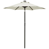 Vidaxl-parasol med LED-belysning 200x211 cm aluminium sandfarvet