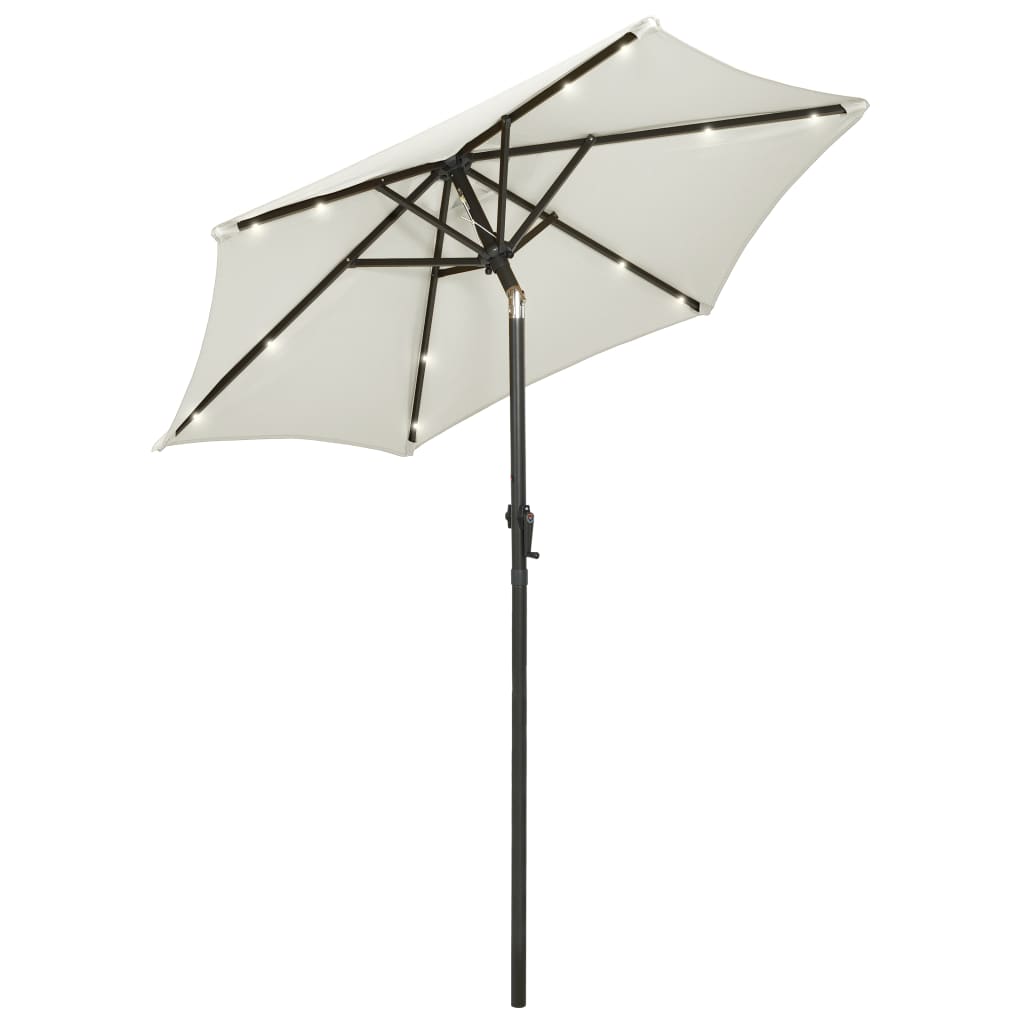 Vidaxl-parasol med LED-belysning 200x211 cm aluminiums sandfarget