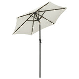 Vidaxl-parasol med LED-belysning 200x211 cm aluminium sandfarvet