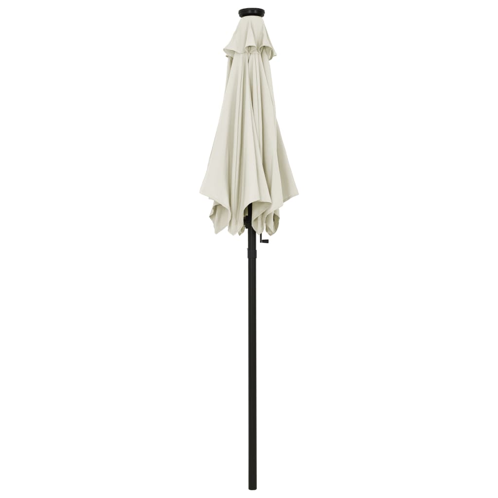 Vidaxl-parasol med LED-belysning 200x211 cm aluminium sandfarvet