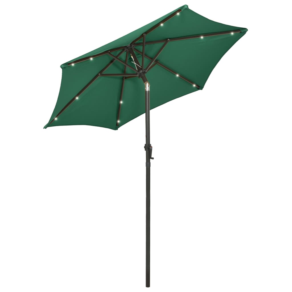 Vidaxl Parasol con illuminazione a LED 200x211 cm Verde in alluminio