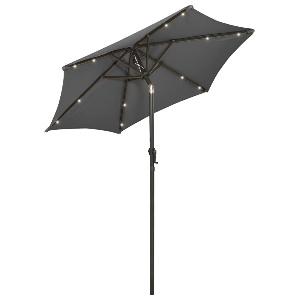 Vidaxl Parasol avec éclairage LED 200x211 cm Couleur d'anthracite en aluminium