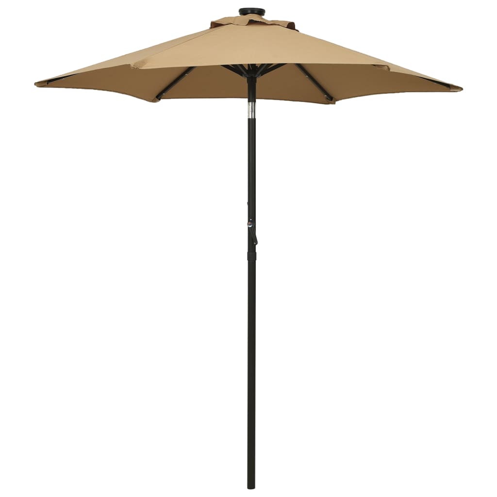 Vidaxl Parasol z oświetleniem LED 200x211 cm aluminiowy taupe