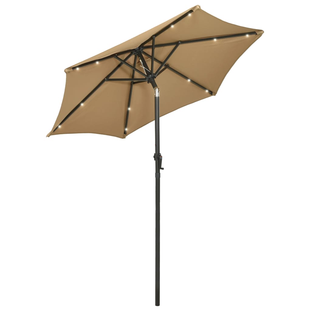 Bidaxl -parasol med LED -belysning 200x211 cm aluminium taupe