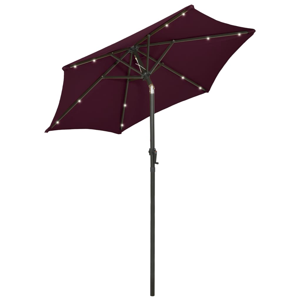 Vidaxl Parasol con illuminazione a LED 200x211 cm Alluminio Borgogna rosso