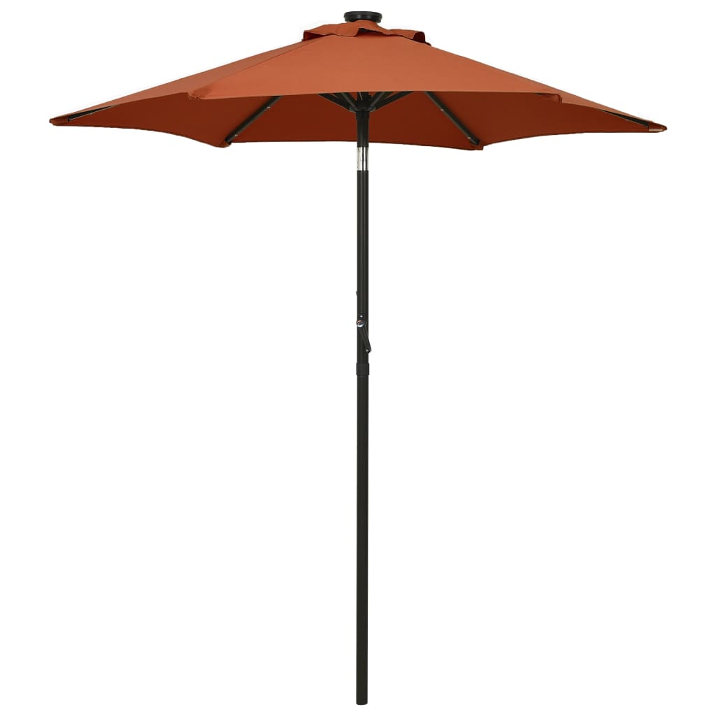 Vidaxl Parasol mit LED -Beleuchtung 200x211 cm Aluminium Terrakotta