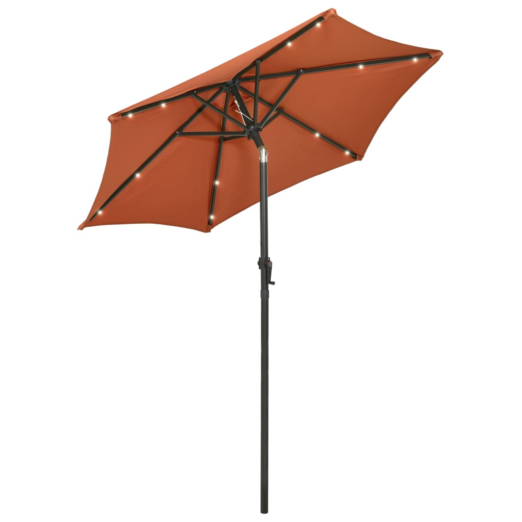 Vidaxl Parasol mit LED -Beleuchtung 200x211 cm Aluminium Terrakotta