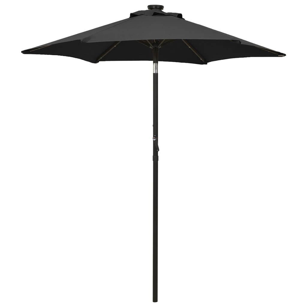 Vidaxl Parasol z LED osvetlitvijo 200x211 cm aluminijasta črna