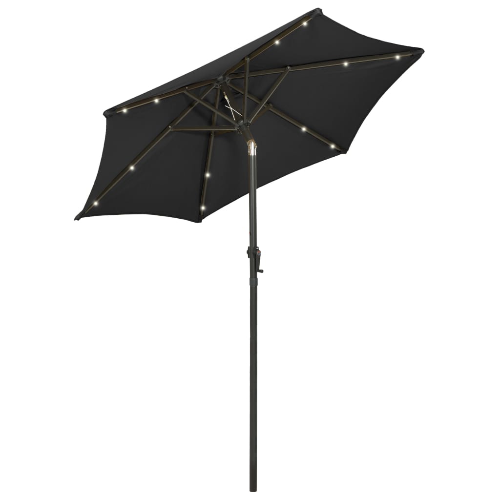 Vidaxl -parasol med LED -belysning 200x211 cm aluminiumsvart