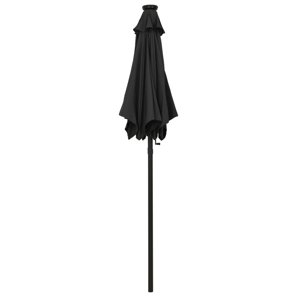 Vidaxl -parasol med LED -belysning 200x211 cm aluminium svart