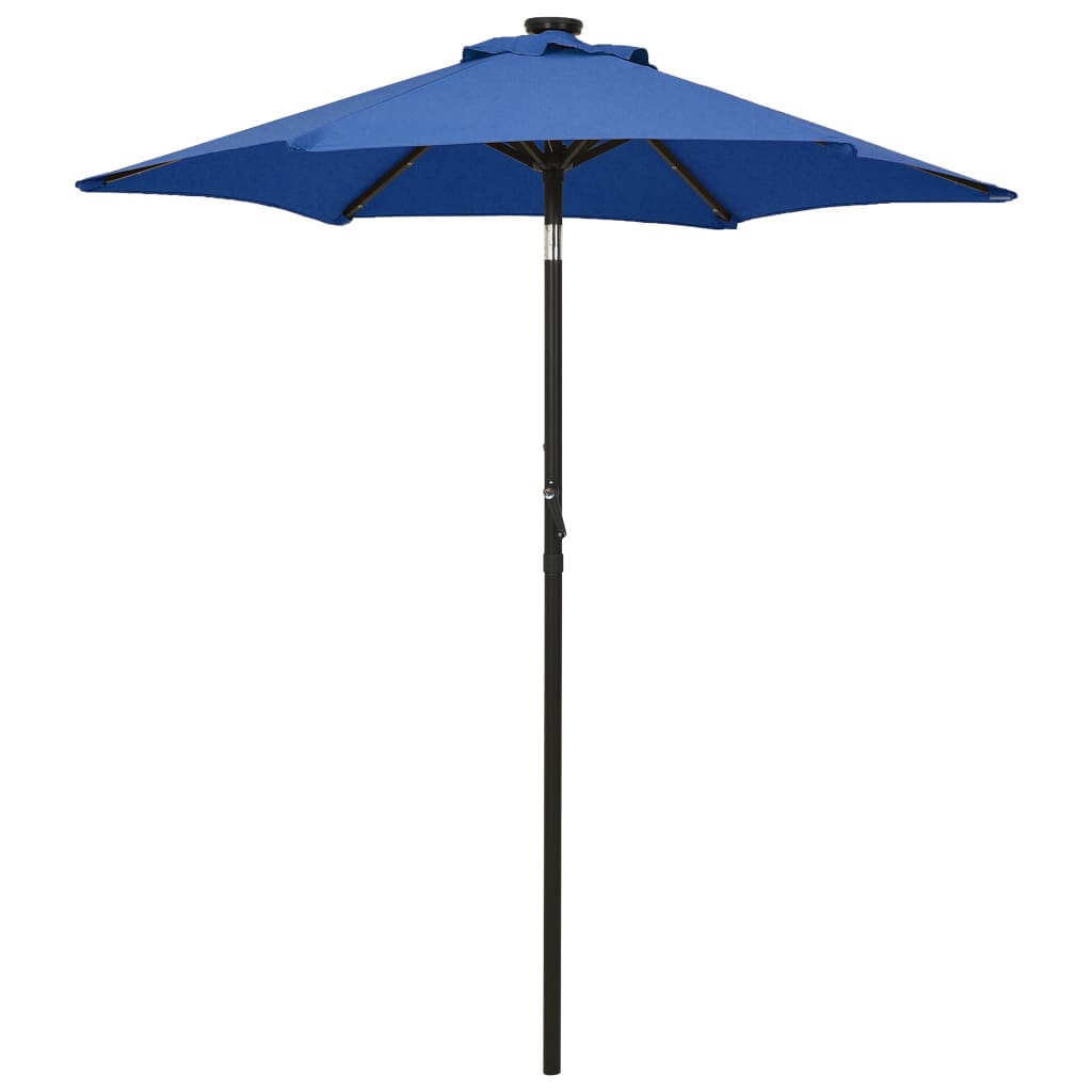 Vidaxl Parasol z LED osvetlitvijo 200x211 cm aluminijasta azure modra