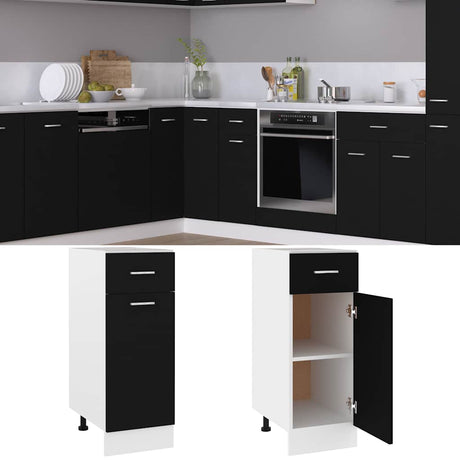 Vidaxl onderkast met lade lyon 30x46x81,5 cm bewerkt hout zwart