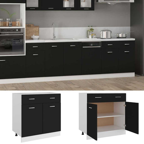 Vidaxl onderkast met lade lyon 80x46x81,5 cm bewerkt hout zwart