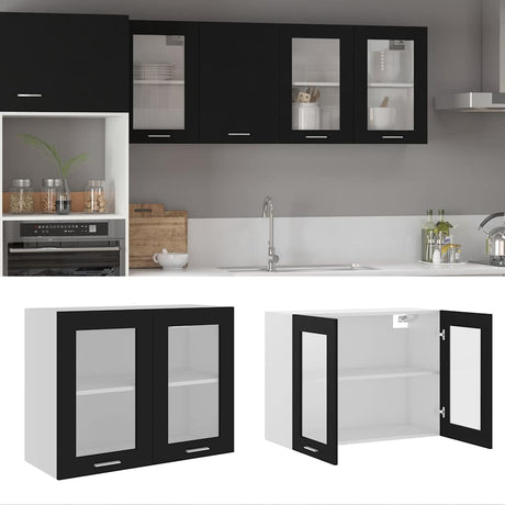 Vidaxl bovenkast lyon 80x31x60 cm bewerkt hout zwart