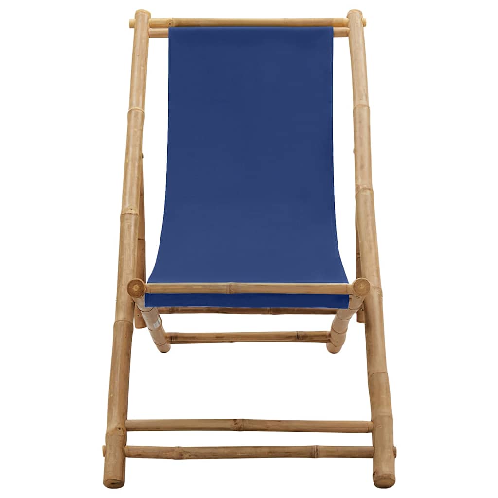 Vidaxl ligstoel bamboe en canvas marineblauw