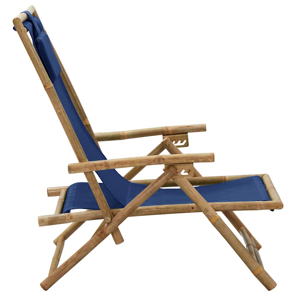 Vidaxl relaxstoel verstelbaar bamboe en stof marineblauw