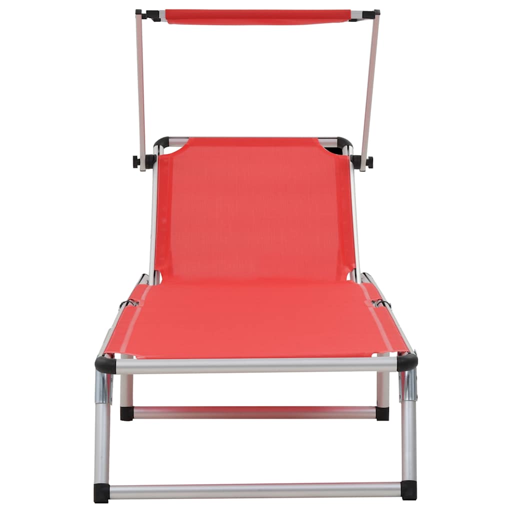 Vidaxl ligbedden inklapbaar met dak 2 st aluminium en textileen rood