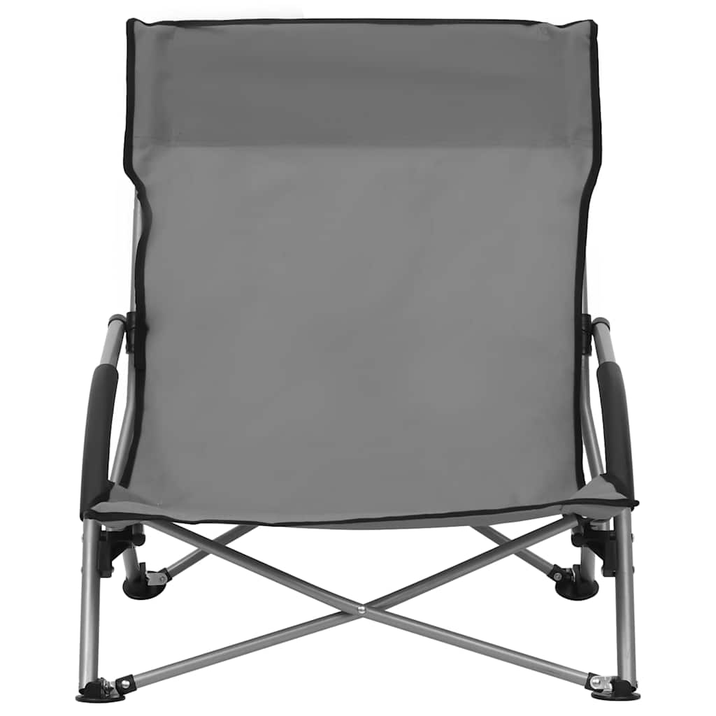 Vidaxl strandstoelen 2 st inklapbaar stof grijs