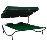 Vidaxl loungebed met luifel en kussens groen