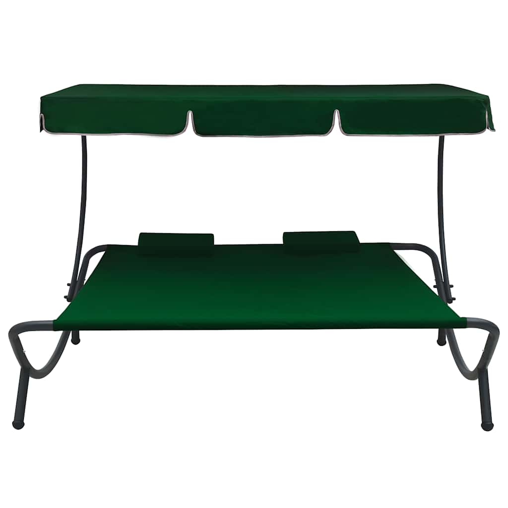 Vidaxl loungebed met luifel en kussens groen