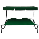 Vidaxl loungebed met luifel en kussens groen