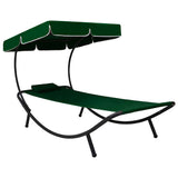 Vidaxl loungebed met luifel en kussen groen