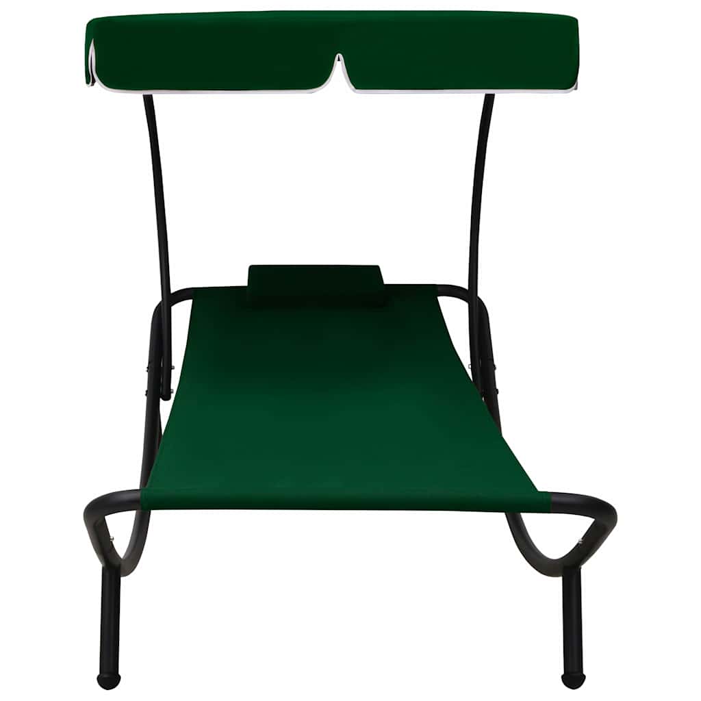 Vidaxl loungebed met luifel en kussen groen