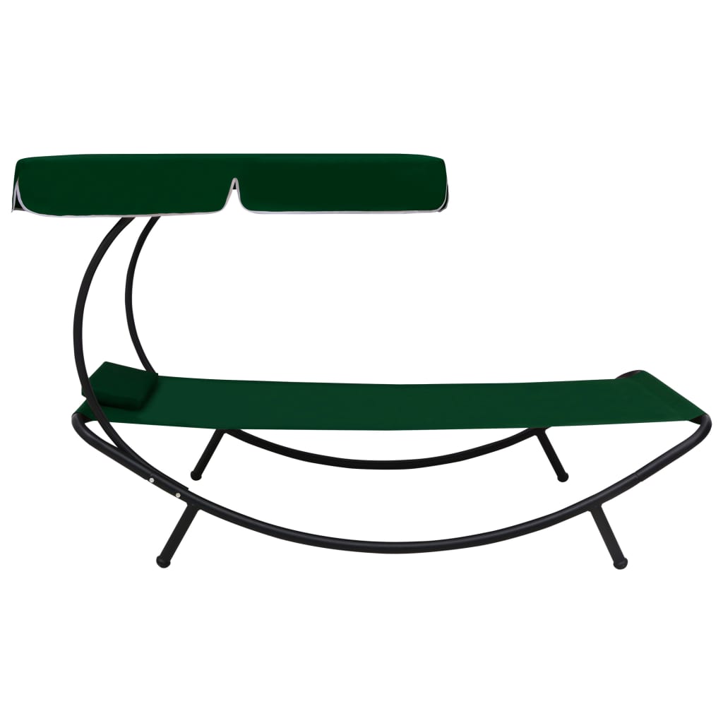 Vidaxl loungebed met luifel en kussen groen