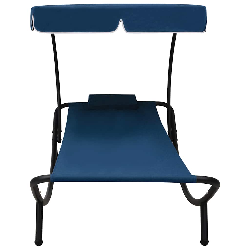 Vidaxl loungebed met luifel en kussen blauw