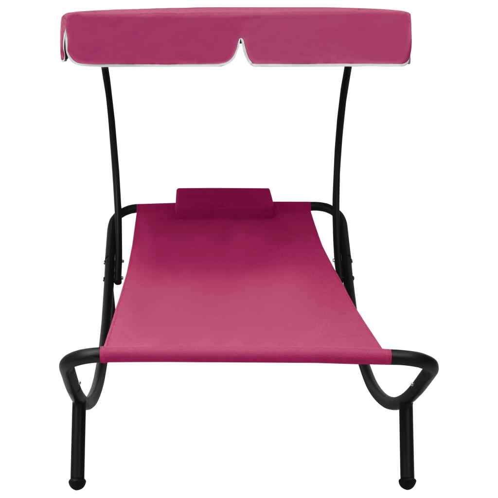 Vidaxl loungebed met luifel en kussen roze