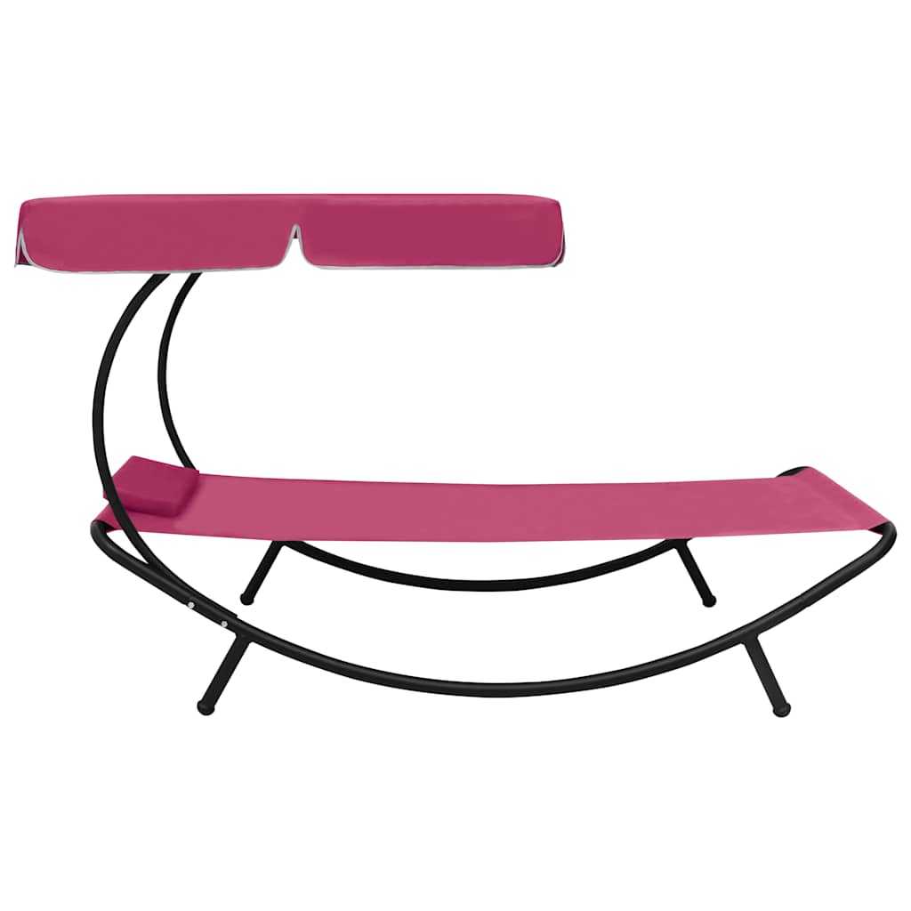 Vidaxl loungebed met luifel en kussen roze