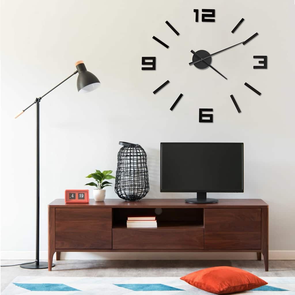 VidaXL 3D-Wanduhr modern XXL 100 cm Schwarz