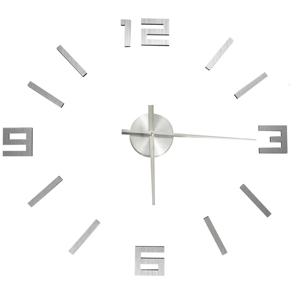 Vidaxl 3D Wall Clock Modern XXL 100 cm sølvfarget