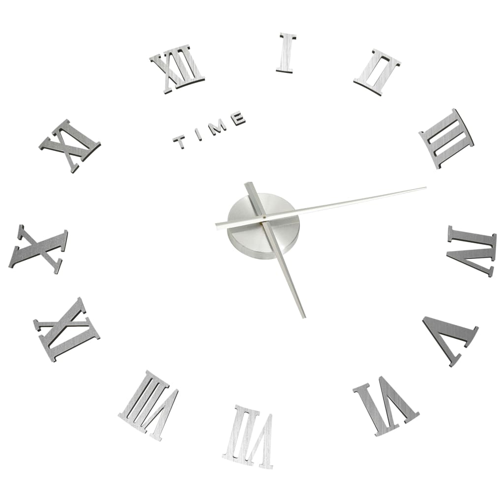 Vidaxl 3D Wall Clock Modern XXL 100 cm sølvfarget