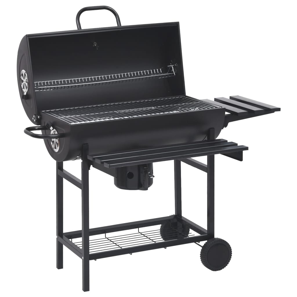 VidaXL barbecue fat with wheels and shelves 115x85x95 cm steel black