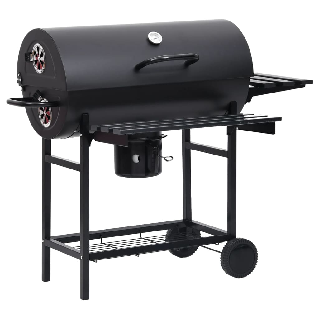 VidaXL barbecue fat with wheels and shelves 115x85x95 cm steel black