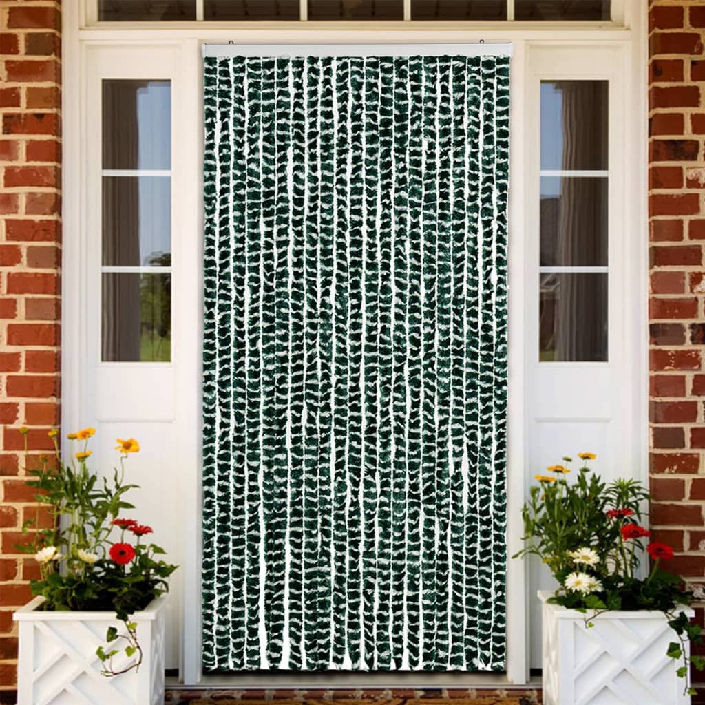 Vidaxl muha zavesa 90x220 cm Chenille Green and White