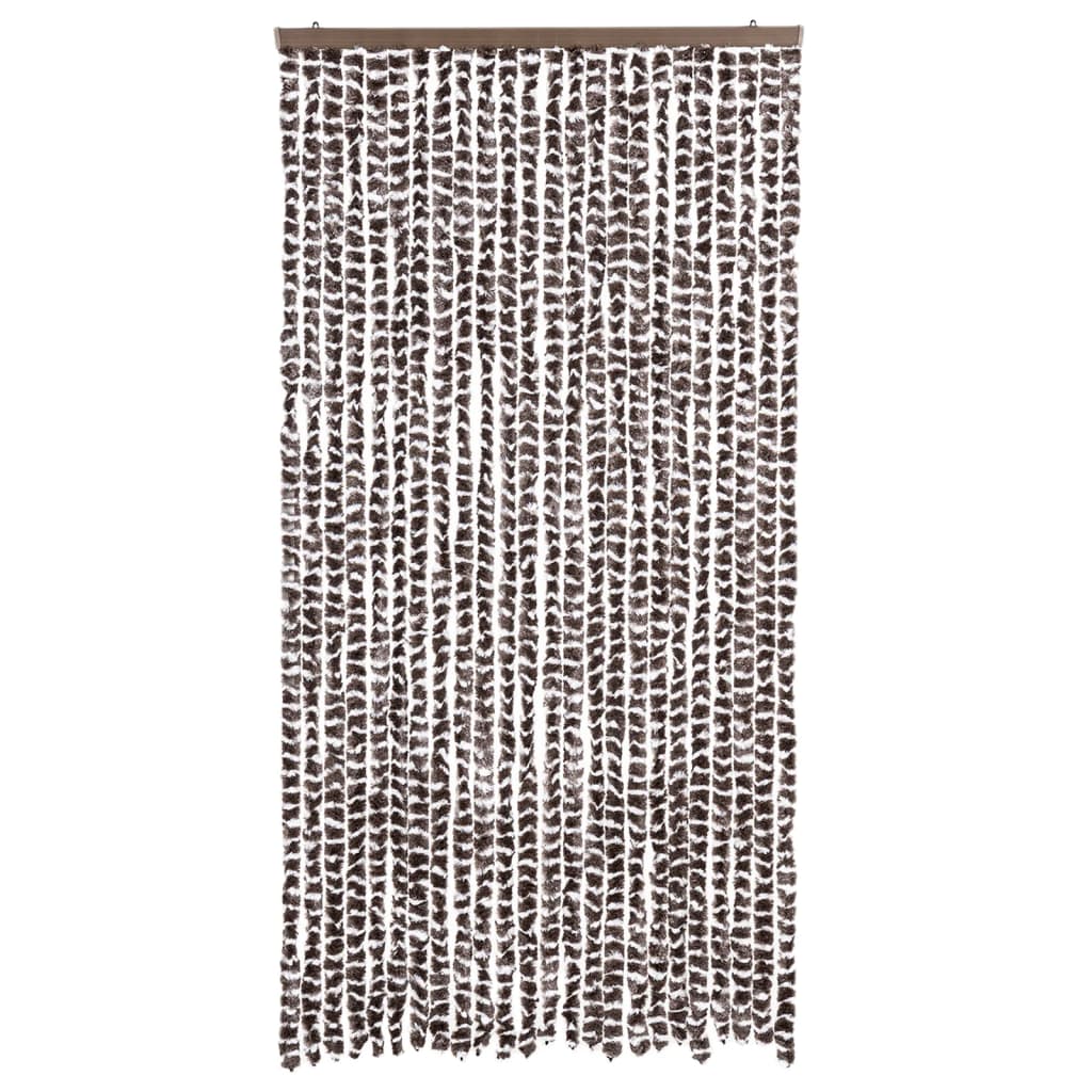 Vidaxl Fly Cundain 100x220 cm Chenille Brown and White