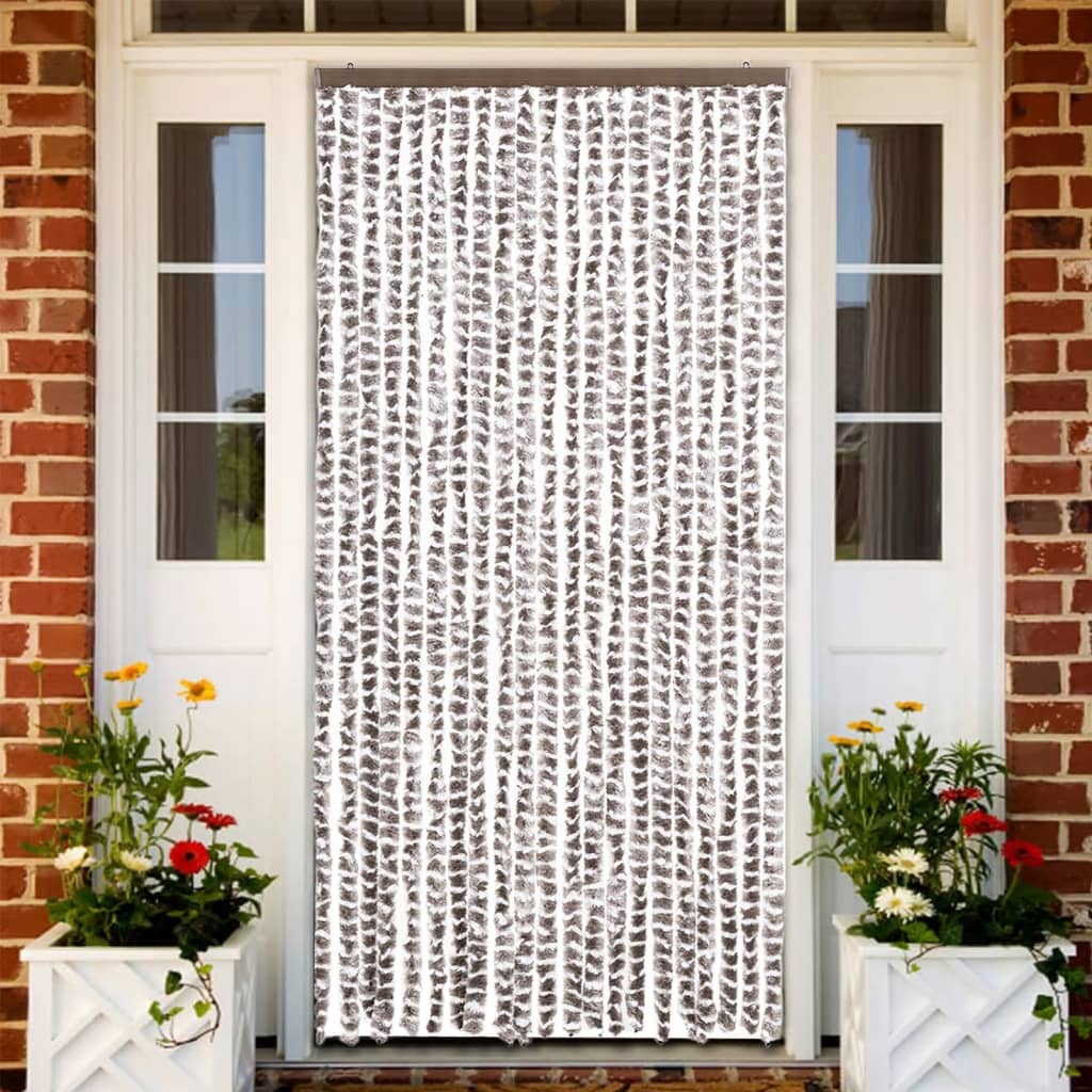 Vidaxl Fly Curtain 90x220 cm Chenille Taupe og White