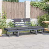 Vidaxl tuinbank met kussens 2-in-1 190 cm massief acaciahout grijs