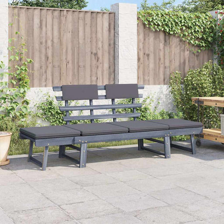 Vidaxl tuinbank met kussens 2-in-1 190 cm massief acaciahout grijs