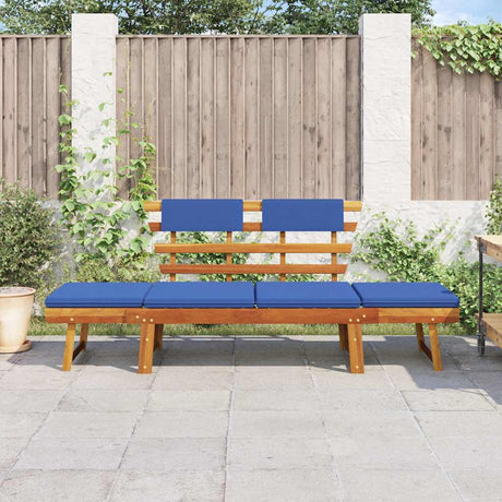 Vidaxl tuinbank met kussens 2-in-1 190 cm massief acaciahout