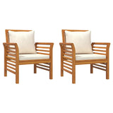 Vidaxl fauteuils 2 st met crèmewitte kussens massief acaciahout