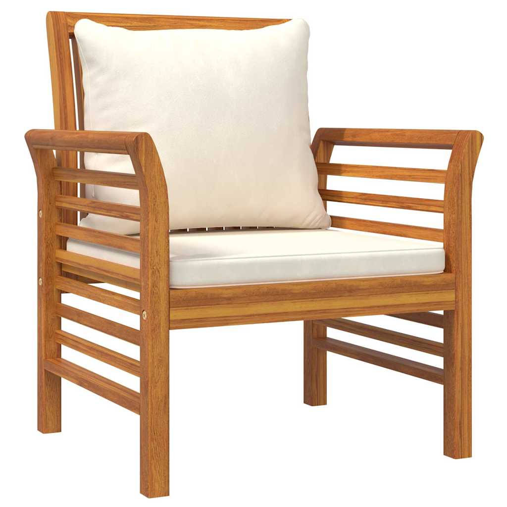 Vidaxl fauteuils 2 st met crèmewitte kussens massief acaciahout