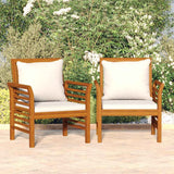 Vidaxl fauteuils 2 st met crèmewitte kussens massief acaciahout