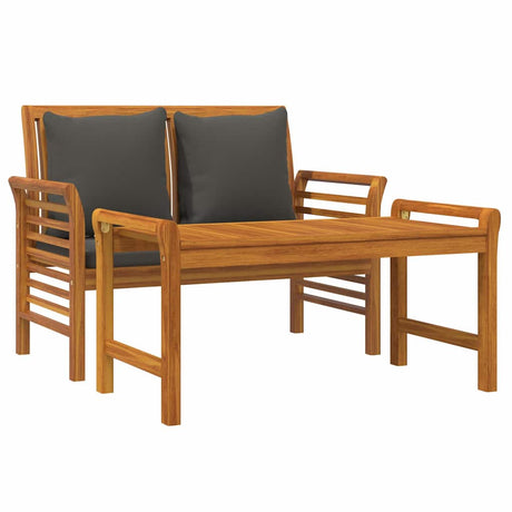 Vidaxl 2-delige loungeset met donkergrijze kussens massief hout