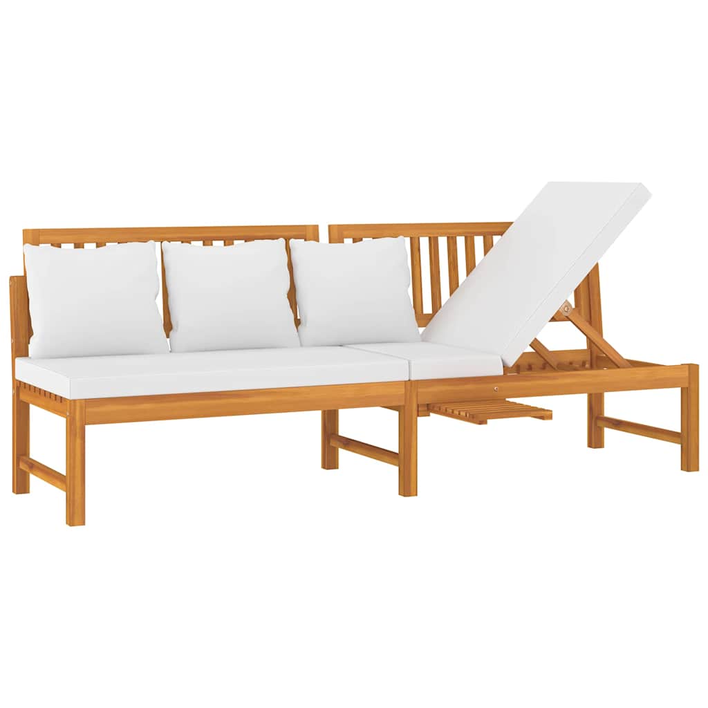 Vidaxl dagbed met crèmekleurig kussen 200x60x75 cm massief acaciahout
